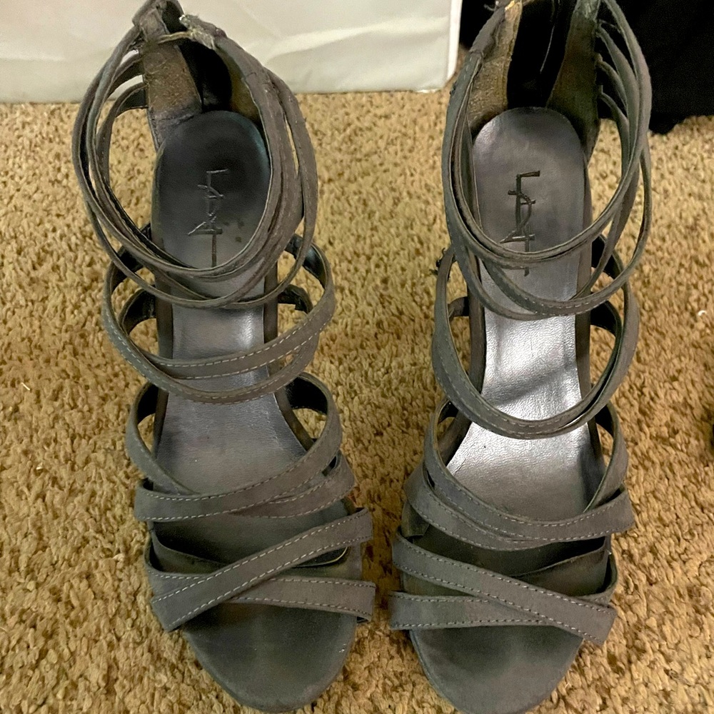 Forever 21 Grey strappy heels